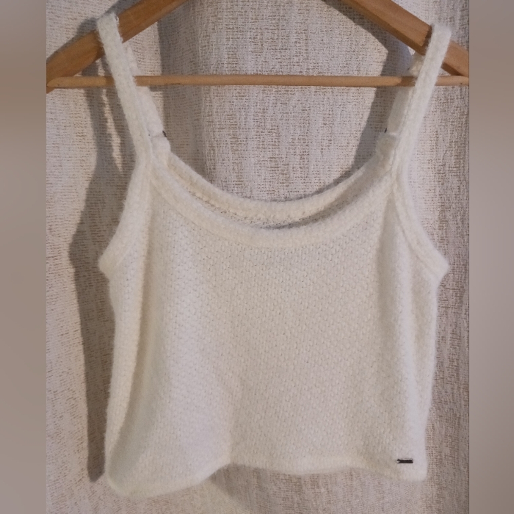 Hollister crop fuzzy tank top womens size XS small adjustable straps